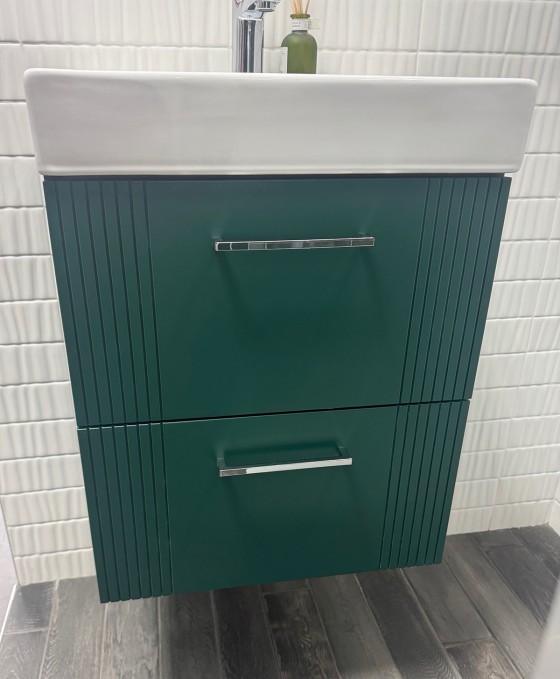 S7004968 Middleton Wall Hung 2 Drawer Unit Dark Emerald 50cm